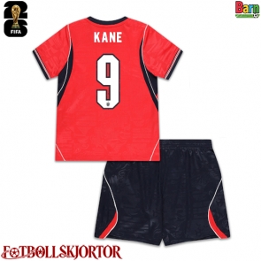 England Harry Kane #9 Borta Kläder Barn VM 2026 Kortärmad (+ Korta byxor)